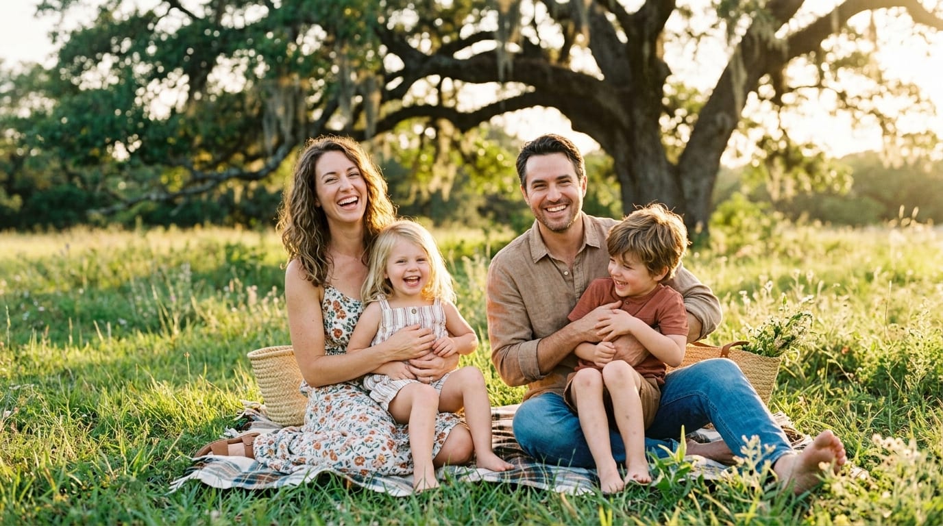 Texas family enjoying outdoor peace of mind with Wealth with Purpose Health Insurance Group